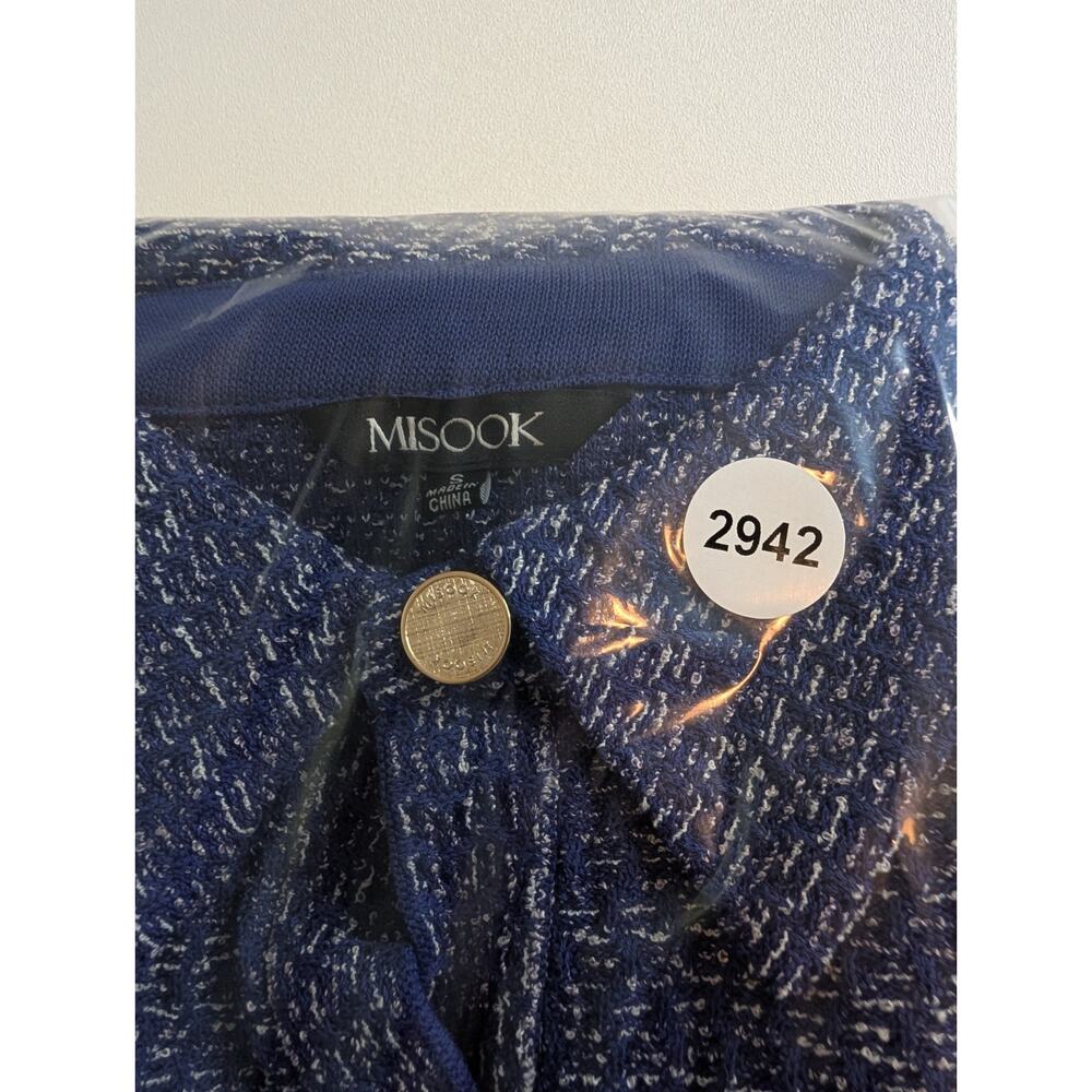 Misook Belted Tweed Knit Midi Dress - Starry Night Blue Size Small - Picture 12 of 12